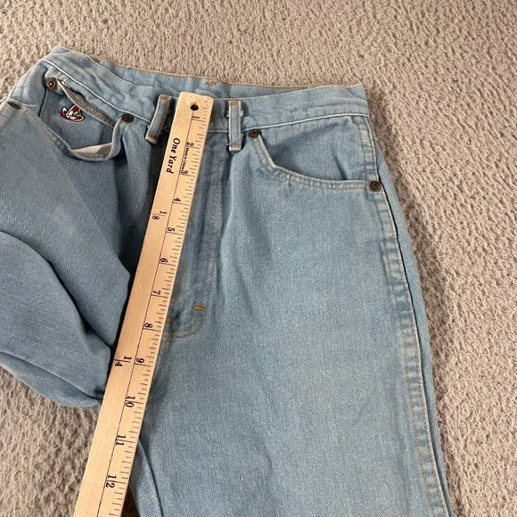 Vintage 70s Brittania High Rise Jeans Size 14 Slim Butterfly Embroidered Pocket - Picture 13 of 16